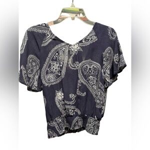Navy Paisley Women's Top